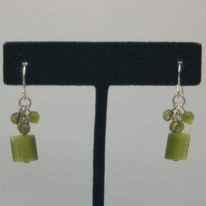 Silver tone Green Apple Color Dangle Earrings